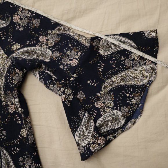 Navy Paisley & Floral pattern Off Shoulder Blouse - Picture 9 of 11
